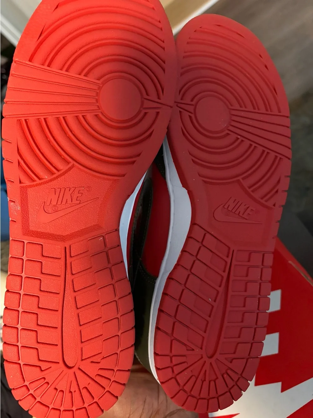 Nike Low Top Sneakers in Red and Olive